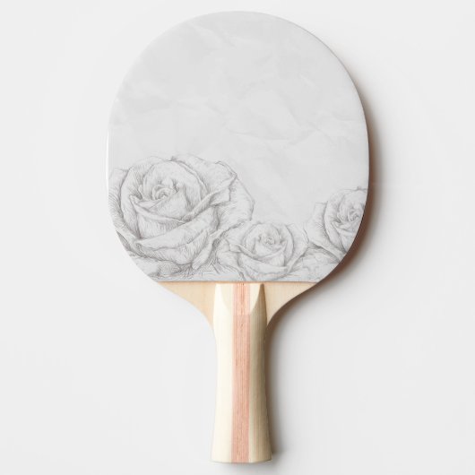 ヴィンテージバラフローラグレー装飾 卓球ラケット (正面)