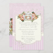 ヴィンテージバラフローラブーケパーソナルブライダルシャワー 招待状 (正面/裏面)