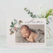 ヴィンテージバラフローラベビー写真誕生のお知らせ 招待状 (スタンド正面)