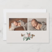 ヴィンテージバラフローラベビー写真誕生のお知らせ 招待状 (裏面)