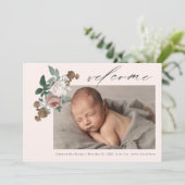 ヴィンテージバラフローラベビー写真誕生のお知らせ 招待状 (スタンド正面)