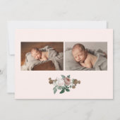 ヴィンテージバラフローラベビー写真誕生のお知らせ 招待状 (裏面)