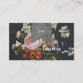 ヴィンテージバラフローラリボンブラックビジネスカード 名刺 (正面)