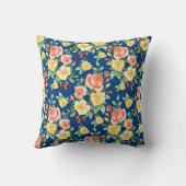 ヴィンテージバラフローラルパターンイラストレーション クッション (裏面)