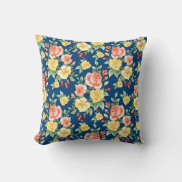 ヴィンテージバラフローラルパターンイラストレーション クッション