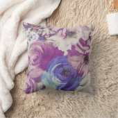 ヴィンテージバラフローラルパターンイラストレーション クッション (ブランケット)