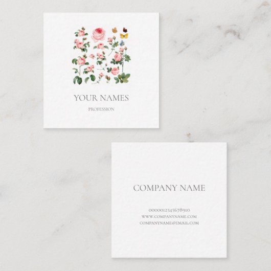 ヴィンテージバラフローラ名刺 スクエア名刺 (正面/裏面)