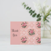 ヴィンテージバラフローラ壁紙パターン ポストカード (スタンド正面)