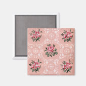 ヴィンテージバラフローラ壁紙パターン マグネット (正面/裏面)