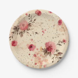 ヴィンテージバラフローラ紙パーティープレート ペーパープレート