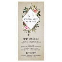 ヴィンテージバラフローラ結婚グリーナリーのメニューカード