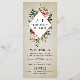 ヴィンテージバラフローラ結婚グリーナリーのメニューカード メニュー