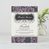 ヴィンテージバラブライダルシャワー招待ラベンダー 招待状 (スタンド正面)