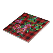 ヴィンテージバラブラックとレッドプレイド タイル (側面)