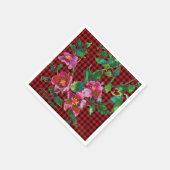 ヴィンテージバラブラック/レッドプレイド スタンダードカクテルナプキン (角)