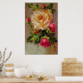 ヴィンテージバラプリント ポスター (キッチン)