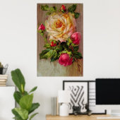 ヴィンテージバラプリント ポスター (ホームオフィス)