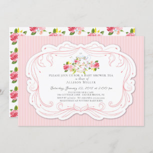 ヴィンテージバラベビーシャワーティーパーティの招待状 招待状