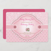 ヴィンテージバラベビーシャワーティーパーティの招待状 招待状 (正面/裏面)