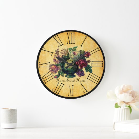 ヴィンテージバラホームスイートホーム素朴フランスのスタイル ラージ壁時計 (ホーム)