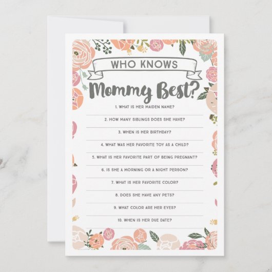 ヴィンテージバラママ赤ちゃんシャワー最高のゲームを知っている 招待状 (正面)