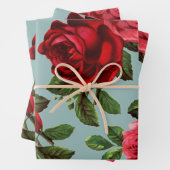 ヴィンテージバラミントグリーン背景 ラッピングペーパーシート (インサイチュ)