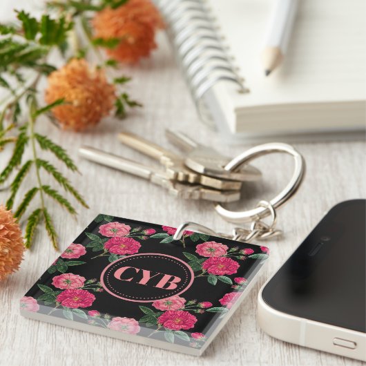 ヴィンテージバラモノグラムアクリルキーチェーン キーホルダー (正面右)