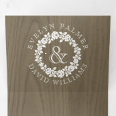 ヴィンテージバラリース素朴な灰褐色の木結婚の 三つ折り招待状 (内部最初)