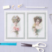 ヴィンテージバラレディーフレームイエローピンクローズエレガント 薄葉紙 (クラフト)