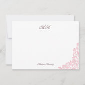 ヴィンテージバラレースピンクストライプ色のスクリプトモノグラムノート ノートカード (正面)