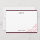 ヴィンテージバラレースピンクストライプ色のスクリプパーソナライズされたト ノートカード (正面)