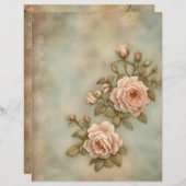 ヴィンテージバラ両面スクラップブック紙 (正面/裏面)