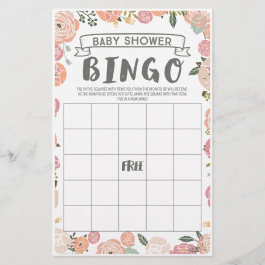 ヴィンテージバラ両面ベビーシャワーゲーム チラシ (正面)