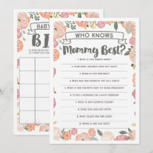 ヴィンテージバラ両面ベビーシャワーゲーム