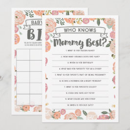 ヴィンテージバラ両面ベビーシャワーゲーム 招待状