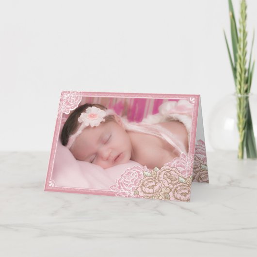 ヴィンテージバラ写真ありがとう サンキューカード (正面)