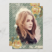 ヴィンテージバラ写真テンプレートエレガントバースデーパーティー 招待状 (正面/裏面)