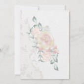 ヴィンテージバラ及びアンティークレース赤ちゃんシャワー 招待状 (裏面)