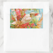 ヴィンテージバラ及びコカトゥー 長方形シール (バッグ)