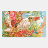 ヴィンテージバラ及びコカトゥー 長方形シール (正面)