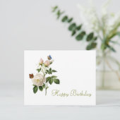 ヴィンテージバラ及び蝶ハッピーバースデー ポストカード (スタンド正面)