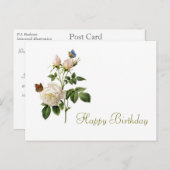 ヴィンテージバラ及び蝶ハッピーバースデー ポストカード (正面/裏面)