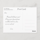 ヴィンテージバラ及び蝶ハッピーバースデー ポストカード (裏面)