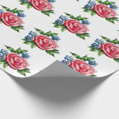 ヴィンテージバラ及び青花包装紙 ラッピングペーパー (角)