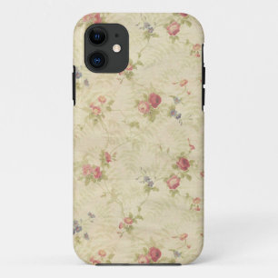 ヴィンテージバラ古い動揺して生地パターン iPhone 11 ケース