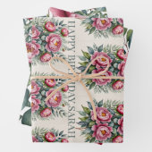 ヴィンテージバラ名前をカスタムする ラッピングペーパーシート (インサイチュ)