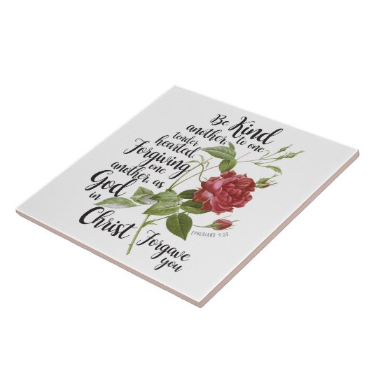 ヴィンテージバラ図解入りの、写真付きのの聖句の花 タイル (側面)