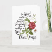 ヴィンテージバラ図解入りの、写真付きのの聖句の花 ノートカード (正面)