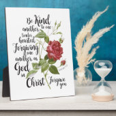 ヴィンテージバラ図解入りの、写真付きのの聖句の花 フォトプラーク (側面)