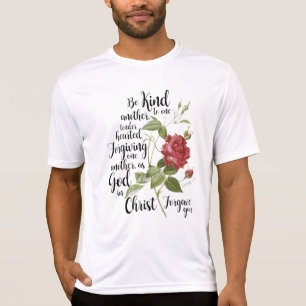ヴィンテージバラ図解入りの、写真付きのの聖句の花 Tシャツ